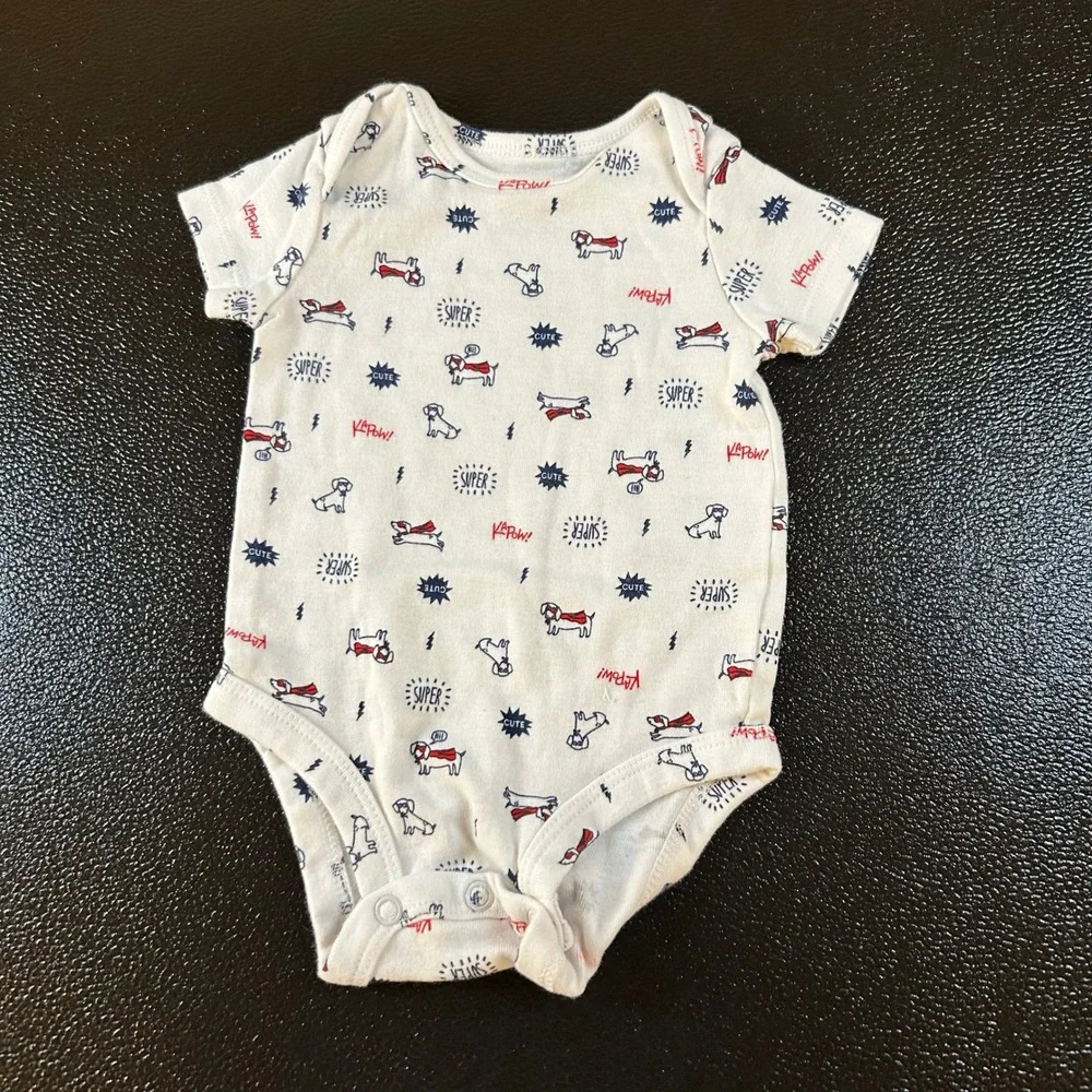 Carters Super Hero Dog Bodysuit Cute Graphic Print Short Sleeve Baby Size3 M
